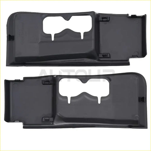 Black plastic tow hook cover bezels with cup holder cutouts for left and right fit ford f250 f350 f450 f550 super