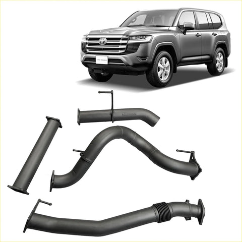 Black metal 3.5 inch dpf back exhaust system components for toyota landcruiser 300 series wagon back side view