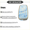 A sleek light blue marble patterned tpu key fob cover with gold trim for 3 button toyota prius smart key