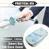 Blue marble patterned tpu smart key fob cover case with gold trim for 3 button toyota prius keys