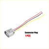 Gray plastic 3 pin alternator regulator connector adapter plug with red black and yellow wires for 4wd ute offroad use
