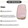 Pink and gold glossy translucent 3 button remote smart key fob cover case for toyota prius 2006-2022