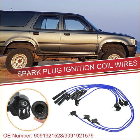 3 x blue spark plug wire ignition coil cables with black connectors for Toyota 4Runner pickup engines
