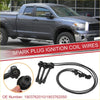 Black spark plug wire ignition coil cables with rubber-coated wires and metal connectors for toyota tundra 2000-2004