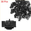 30 black plastic mudguard liner retainer clips for Toyota RAV4 Tacoma Scion iQ shown from the back side