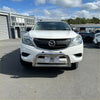 White mazda bt50 pickup truck with 304 stainless steel chrome nudge bar and black grille from 2012 to 2020 model