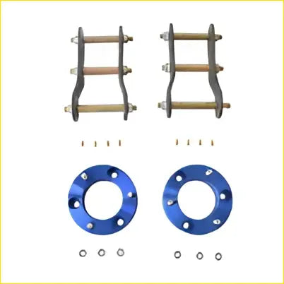 Blue flange hubcaps with bolt holes and metal brackets for 32mm strut spacers and 2 inch shackles fit mitsubishi triton