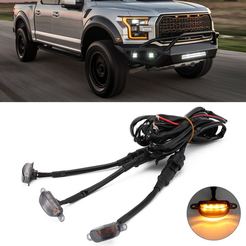Ford F-150 Raptor Smoked Lens Amber LED Grille Lights (2015-2020)