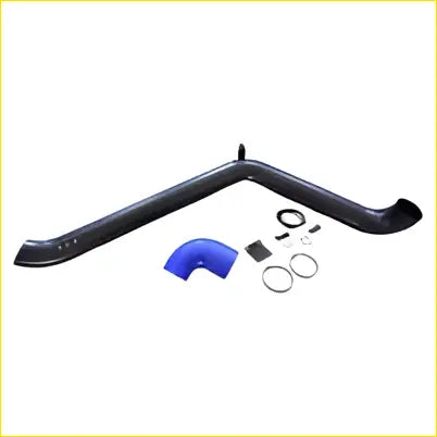 Black plastic intake manifold with blue silicone hose and metal fittings for 4 inch black stainless steel snorkel kit fit for landcruiser
