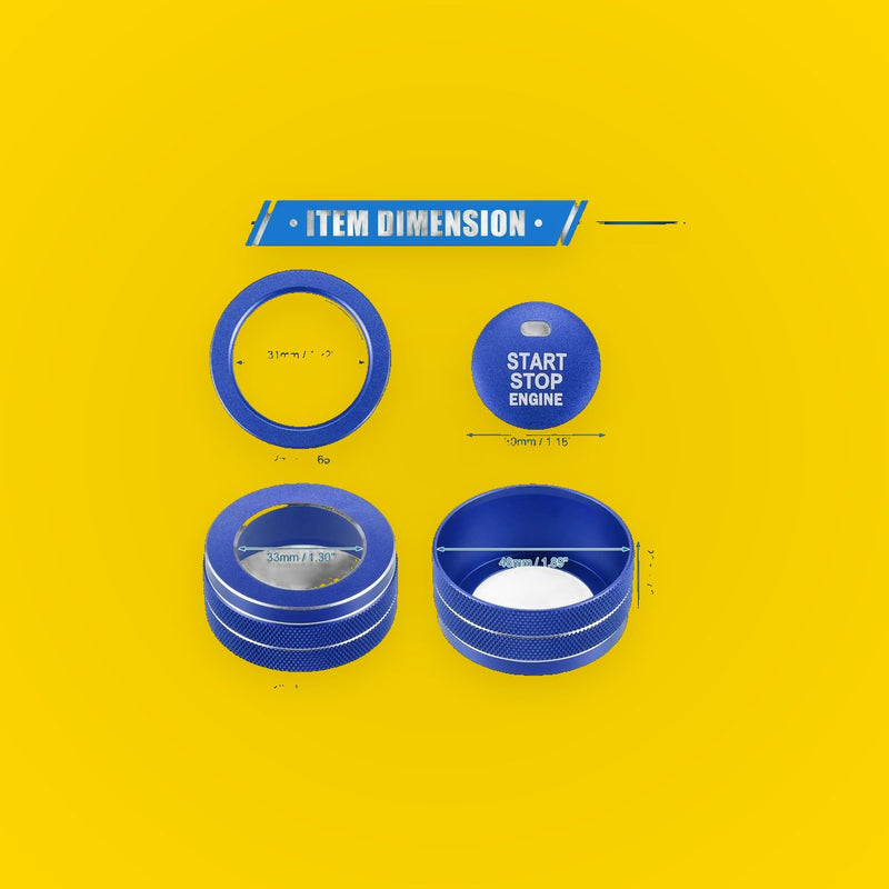 4 Pcs AC Climate Control Knob Rings for Toyota RAV4 (2019-2023) Durable Blue