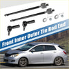Silver toyota corolla hatchback with black trim and alloy wheels shown with 4 pcs front inner outer tie rod ends for toyota matrix
