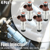 Set of four metallic fuel injectors with brown plastic connectors and red o-rings for toyota 4runner tacoma 2.7l