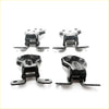 Black metal door hinge brackets for 4-piece front door hinges mazda familia 323 dx lx 1986-1989 showing back side