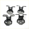 Set of four black metal front door hinge assemblies for mazda familia 323 dx lx 1986-1989 shown from the back side
