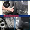 Black plastic fender liner installed on nissan d22 np300 pickup side panel from 4-piece mudguard set