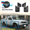 Black rubber mud flaps 4-piece mudguard set for nissan d22 np300 pickup truck 4wd shown from back side