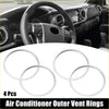 Silver metallic ac outer vent rings trim covers made of metal for 2016-2022 toyota tacoma vehicle vents