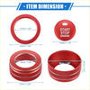 Red aluminum car start stop engine button cover with textured grip and engraved white lettering for toyota rav4