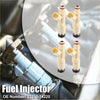 Beige fuel injectors with black and red accents shown in a set of four for toyota altezza sxe10 3sge 2.0l 1998-2005