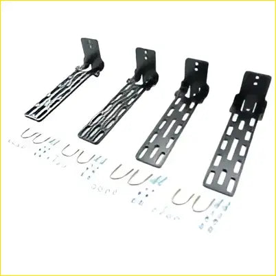 Black metal wall brackets with sleek industrial design made of powder coated steel for 180 and 270 awnings