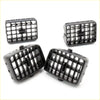 Black plastic 4pc air vent with grid design and spring-loaded mechanism for toyota hilux 6th gen 1997-2005
