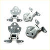Gray metal upper and lower door hinge assemblies with matte finish and circular holes for mitsubishi pajero sport