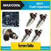 Four brown and metallic maxcool fuel injectors with gold tips suitable for toyota hilux rzn 3rzfe by kren bits automotive