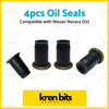 4pcs black rubber diesel injector pipe oil seals with brass metal ends for nissan navara d22 ute 3l