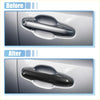 Carbon fiber textured black door handle cover trim for toyota rav4 2019-2021 shown from the back side