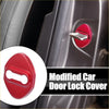 Red glossy plastic door lock cover with bone shaped cutout for toyota adhesive latch striker protector