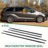 Black rubber weatherstrip window seal for toyota sienna 2011-2020 shown from the back side in 4pcs set