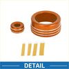 Orange aluminum 4wd drive mode and mirror knob covers with textured ridges and silver accent rings for toyota tundra