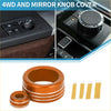 Orange metallic 4wd drive mode and mirror knob cover with silver accent rings for toyota tundra 2022 2023