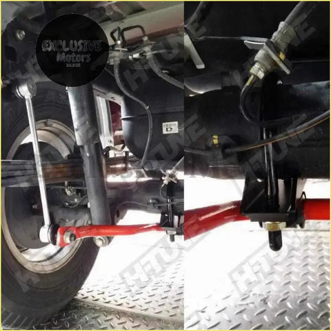 Red metal 4WD suspension stabilizer sway bar kit control arm with black brackets and silver hardware for Nissan Navara NP300