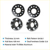 Black 6061-t6 billet aluminum 25mm thick wheel spacers 6x139.7 bolt pattern with machined lug holes and threaded studs