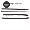 Black rubber outer door window seals for ford ranger px 2011-2021 shown from the back side