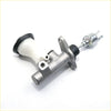 Silver metallic 5/8 clutch master cylinder with white plastic reservoir and black caps for toyota hilux 1997-2005