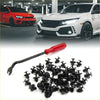Black plastic car trim fasteners with red pry tool 50 pcs retainer clips and rivets for Toyota 4wd ute offroad use