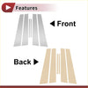 Front and back views of 6 pcs silver and beige chrome car door pillar window trim for toyota crown 2009-2012