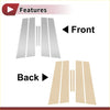 Silver and beige car door pillar window trim pieces in chrome silver tone for toyota reiz 2010-2016 shown from back side