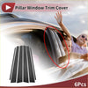 Black carbon fiber car door pillar window trim cover for toyota highlander 2001-2007 shown from back side