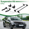 Black metal 6 pcs front suspension kit with tie rod ends and sway bar links for toyota rav4 2001 to 2023