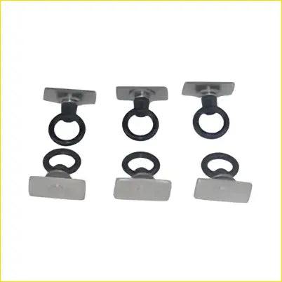 Set of four metallic silver o-ring connectors with flat bases for m8 eye bolt tie down kit fit for rola titan tray