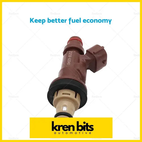 Brown plastic fuel injector with black rubber seal beige metal base engraved part number 2350-6040 for toyota hilux prado