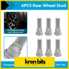 Six metallic silver rear wheel studs with threaded shafts and flanged heads by kren bits automotive for Nissan Patrol