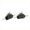 Pair of dark gray metal 7/8 rear brake cylinder drum brake assemblies with black seals and rods for toyota hilux 78-83