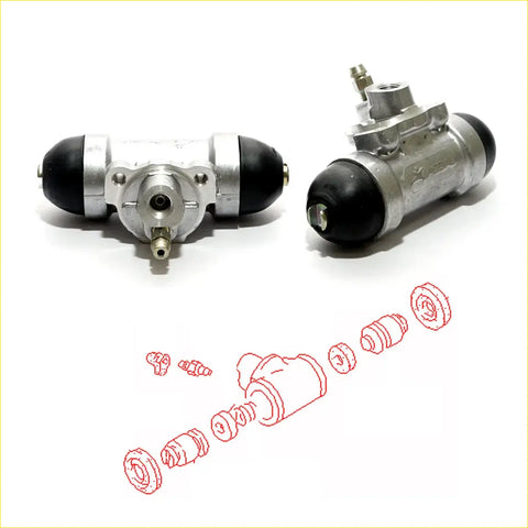 7/8 rear wheel brake cylinder for Nissan Atlas UD Condor 1997-2012 silver metal with black rubber end caps visible from back