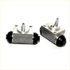 Silver aluminum 7/8 rear wheel brake cylinders with black rubber caps and threaded fittings for toyota hilux 4wd 2005-2015