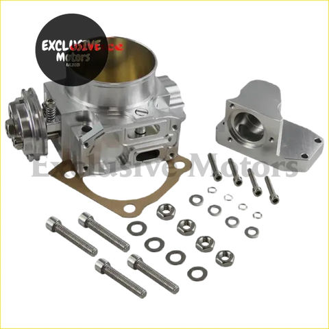 Silver metallic 70mm alloy throttle body with mounting bracket and hardware for mitsubishi evolution vii ix 4g63 turbo