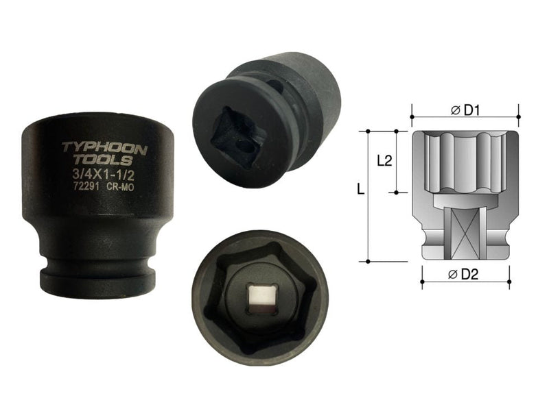 Typhoon Tools Impact Socket 32Mm X 3/4Dr 72232